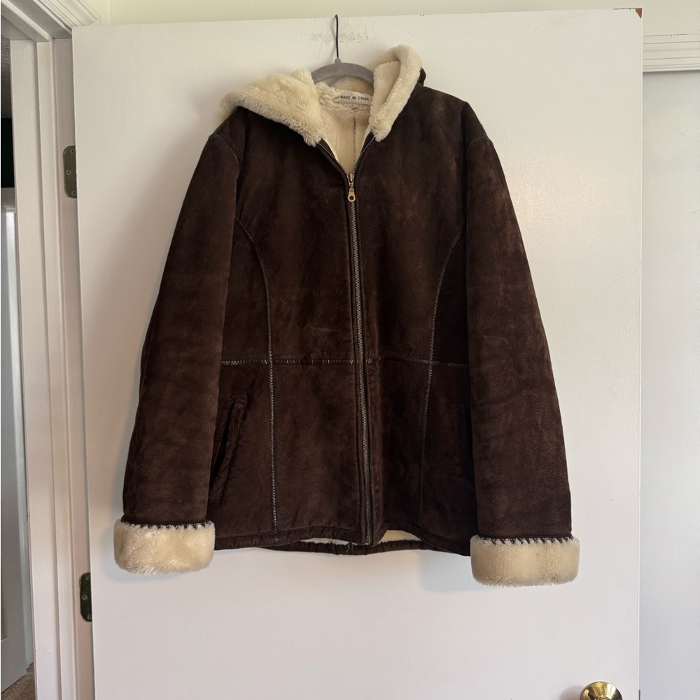 Brown Suede Jacket with Cream Lining